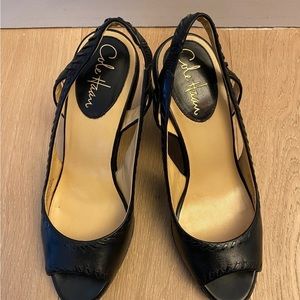 Cole Haan Nike Air Wedge Sandals in black, size 8 (but fit like a 7)